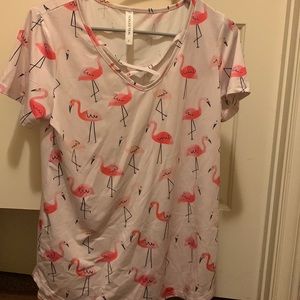 Flamingos print criss cross tee